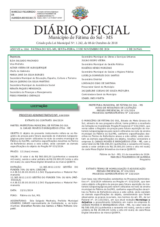 Diário Oficial - Edição nº 1166