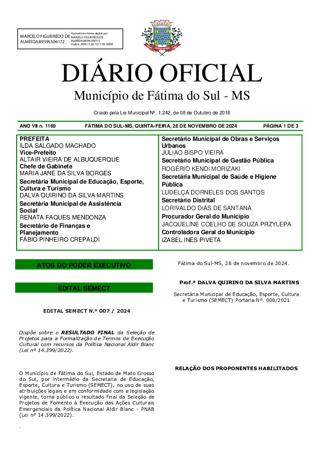 Diário Oficial - Edição nº 1169