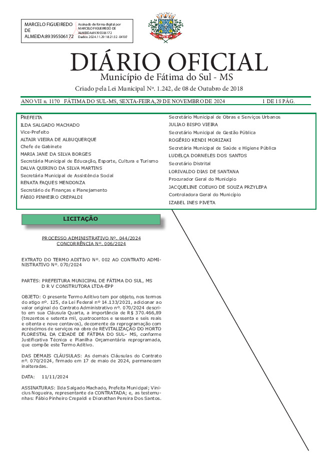 Diário Oficial - Edição nº 1170