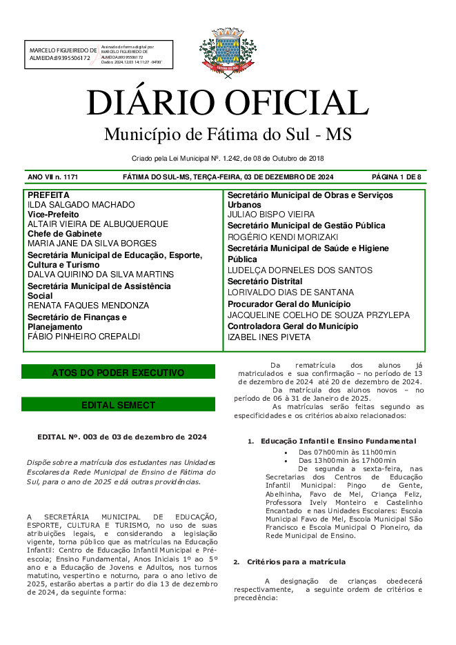 Diário Oficial - Edição nº 1171