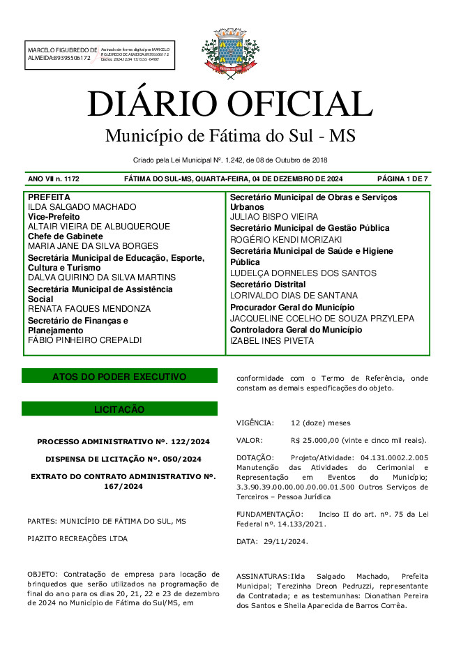 Diário Oficial - Edição nº 1172