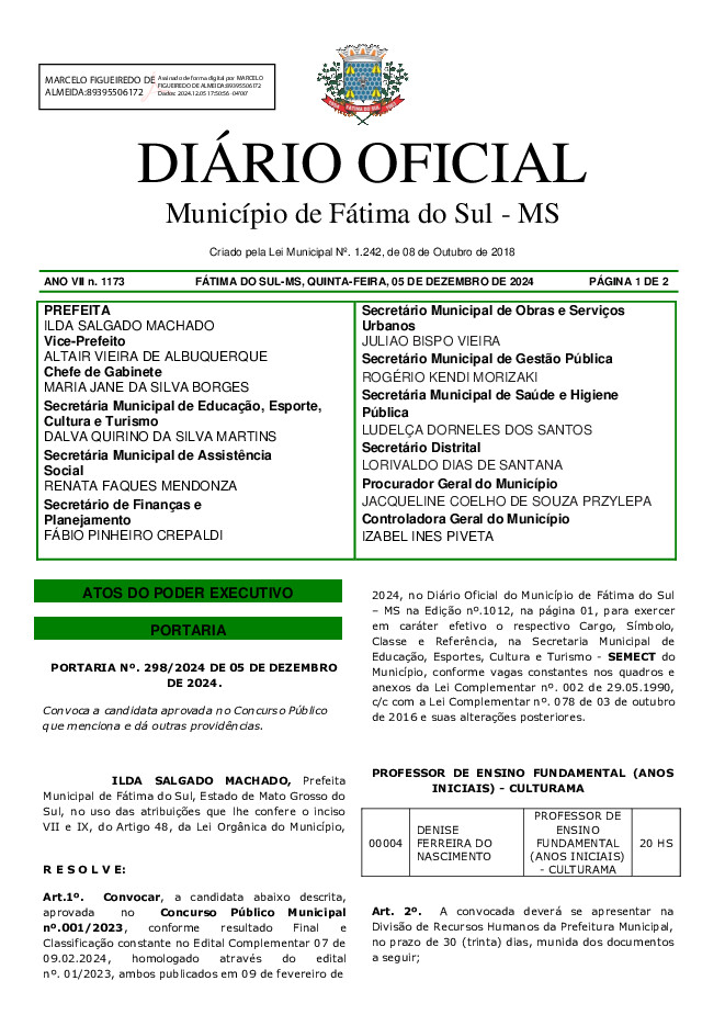 Diário Oficial - Edição nº 1173