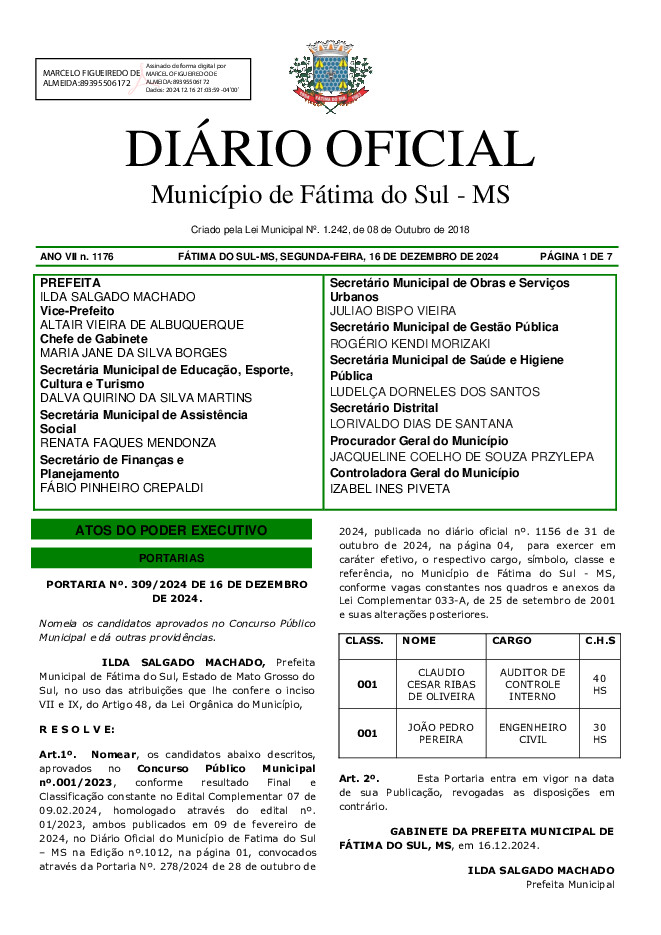 Diário Oficial - Edição nº 1176