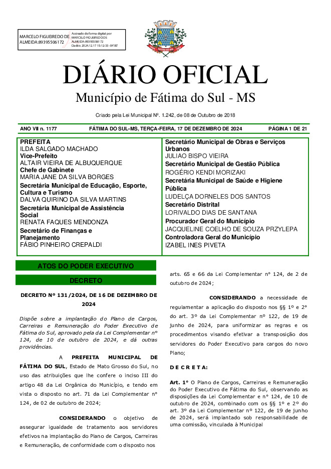 Diário Oficial - Edição nº 1177