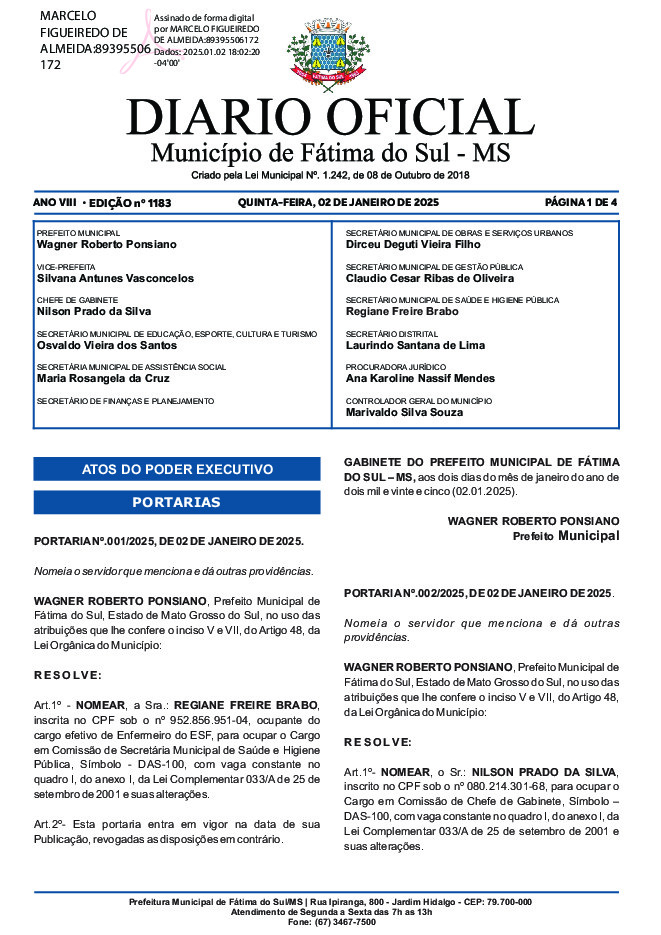 Diário Oficial - Edição nº 1183