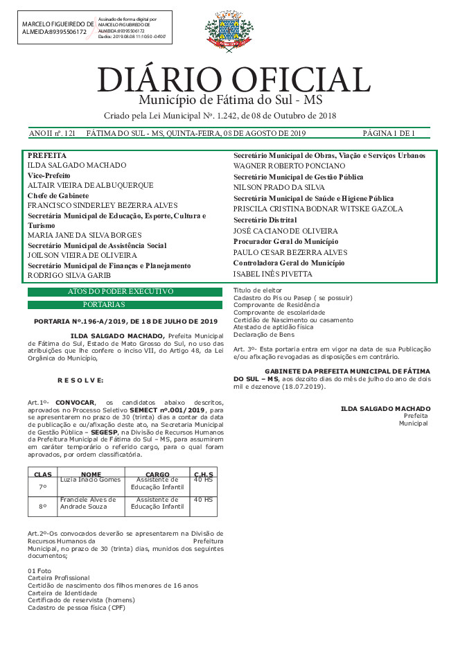 Diário Oficial - Edição nº 121