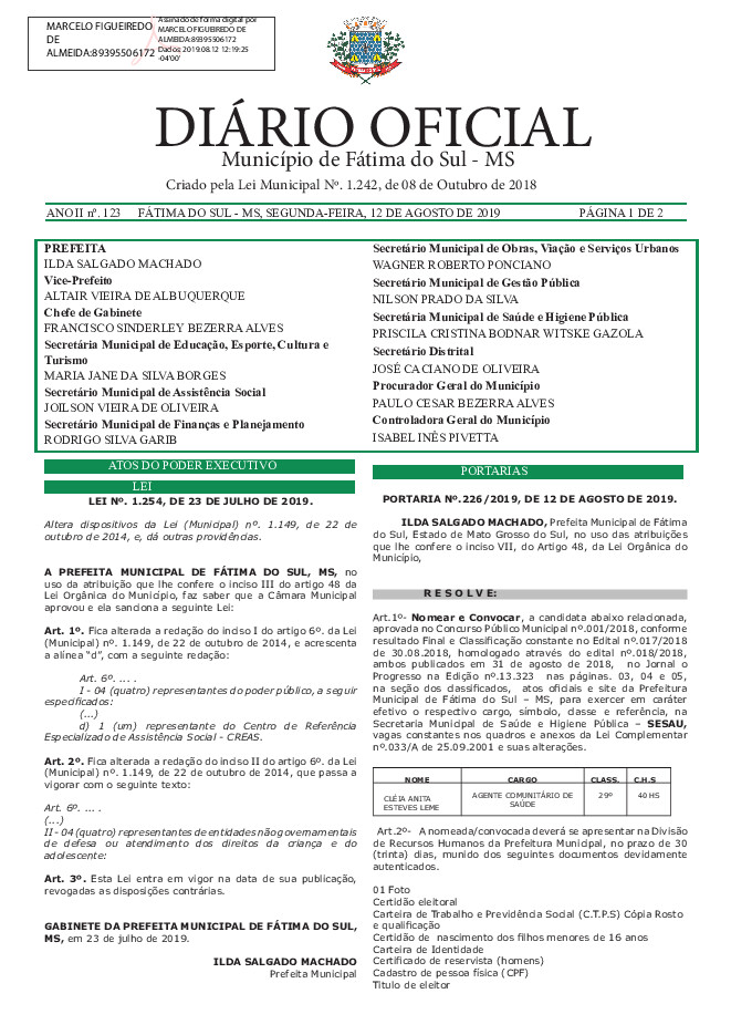 Diário Oficial - Edição nº 123