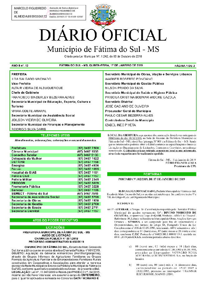 Diário Oficial - Edição nº 12