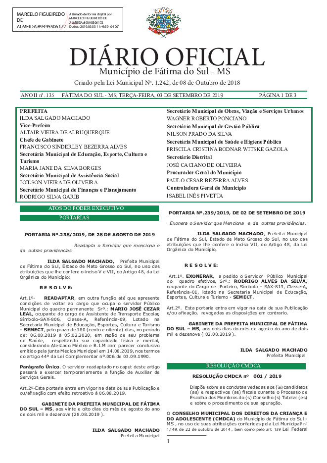 Diário Oficial - Edição nº 135