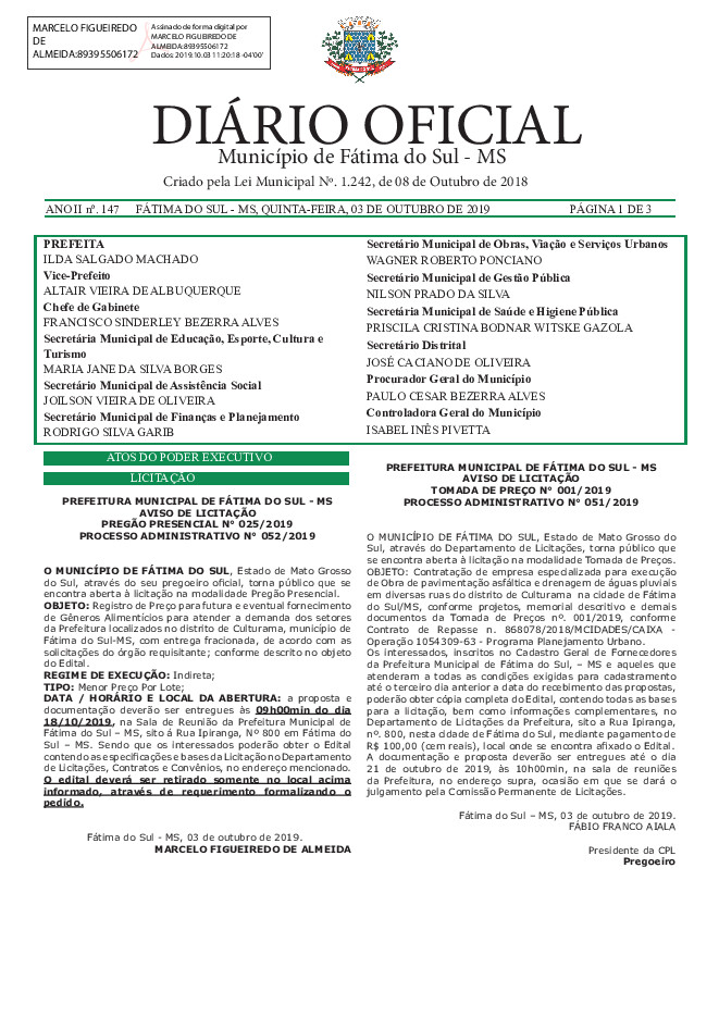 Diário Oficial - Edição nº 147