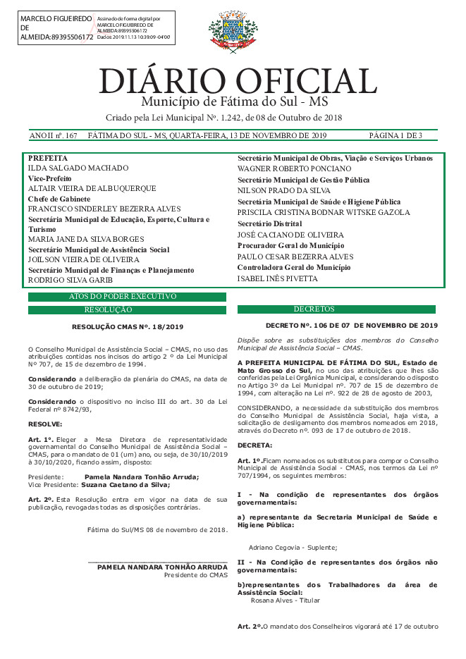 Diário Oficial - Edição nº 167