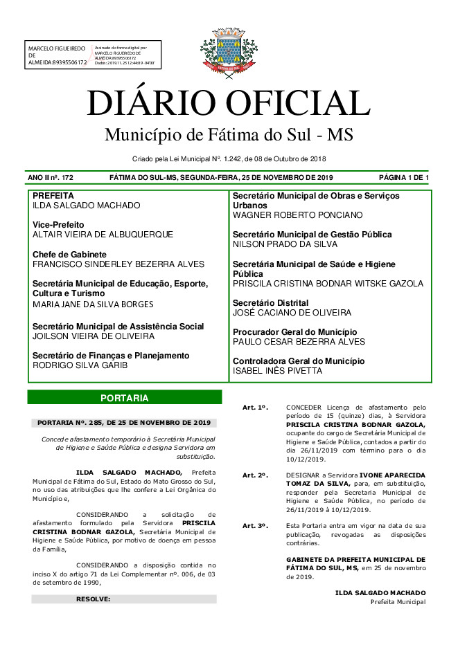 Diário Oficial - Edição nº 172