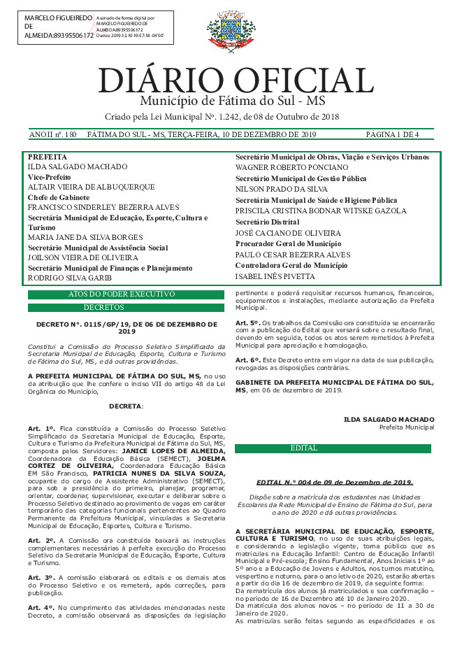 Diário Oficial - Edição nº 180