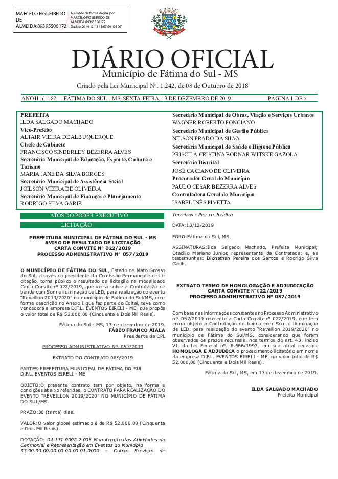 Diário Oficial - Edição nº 182