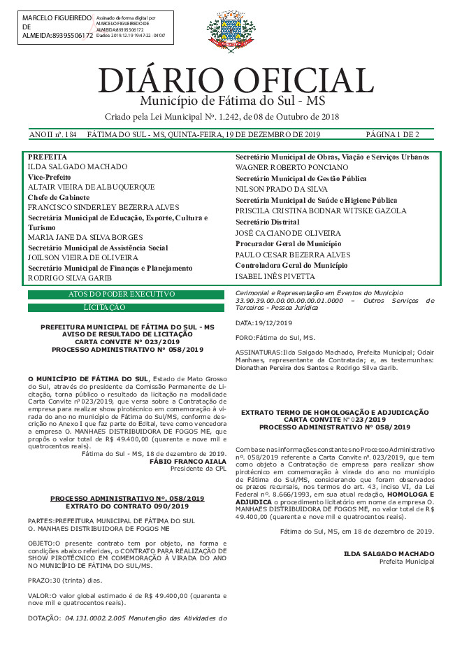 Diário Oficial - Edição nº 184