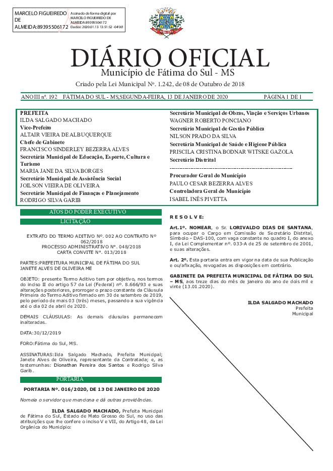 Diário Oficial - Edição nº 192