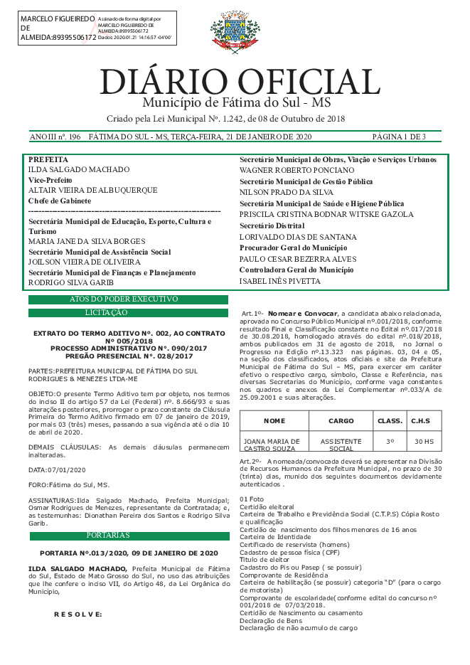 Diário Oficial - Edição nº 196