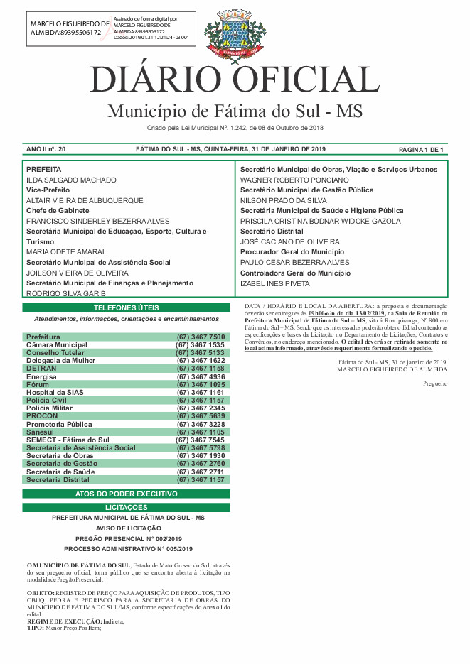 Diário Oficial - Edição nº 20