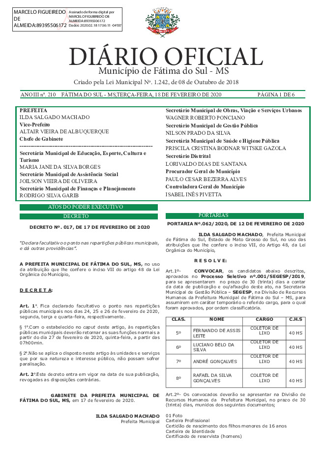 Diário Oficial - Edição nº 210