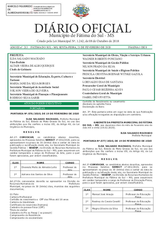 Diário Oficial - Edição nº 213