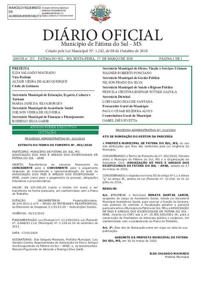 Diário Oficial - Edição nº 232