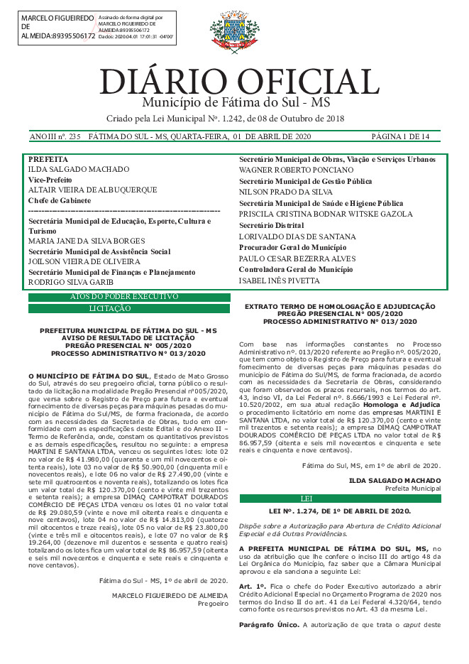 Diário Oficial - Edição nº 235