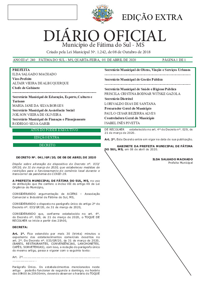 Diário Oficial - Edição nº 240