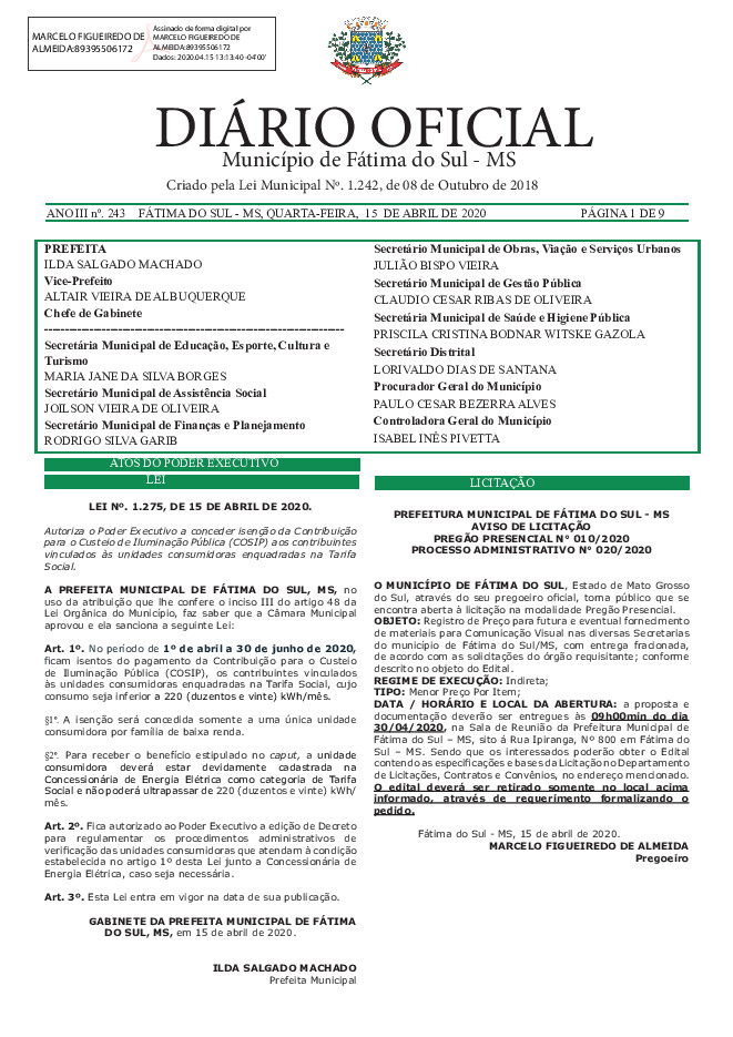 Diário Oficial - Edição nº 243