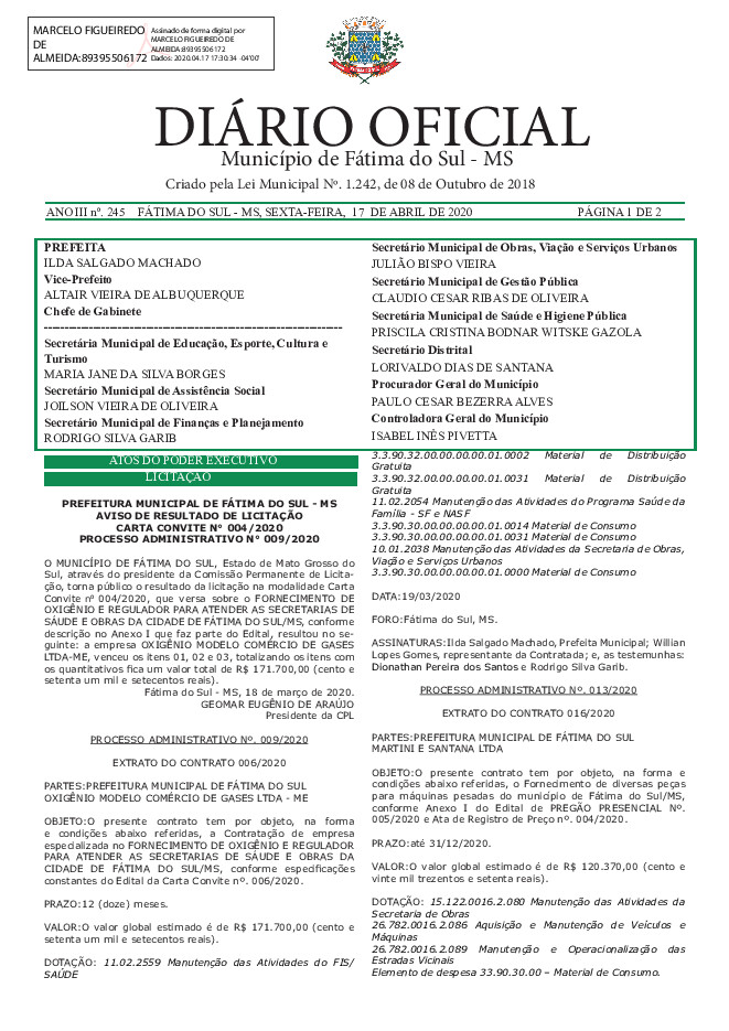 Diário Oficial - Edição nº 245