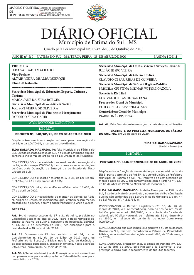 Diário Oficial - Edição nº 250