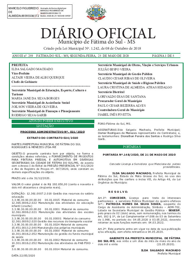 Diário Oficial - Edição nº 259