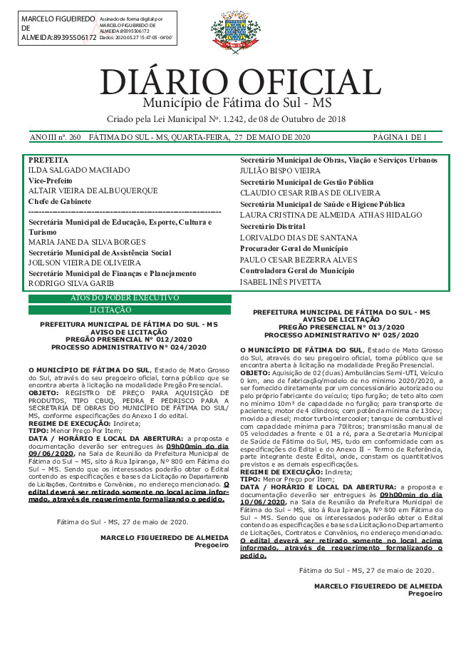 Diário Oficial - Edição nº 260