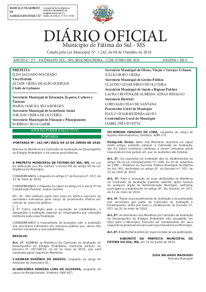 Diário Oficial - Edição nº 273