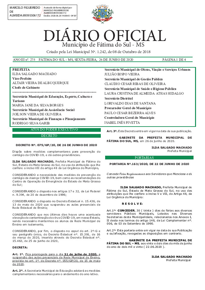 Diário Oficial - Edição nº 275