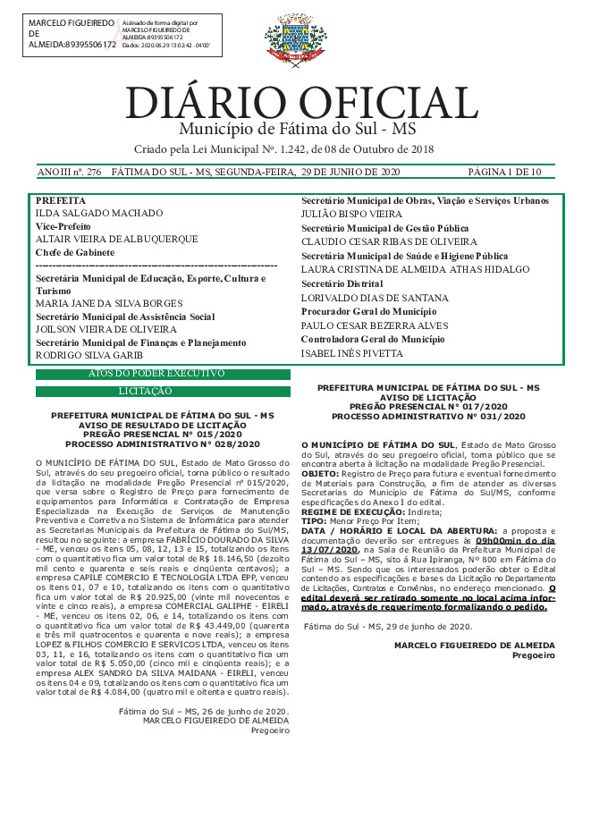 Diário Oficial - Edição nº 276