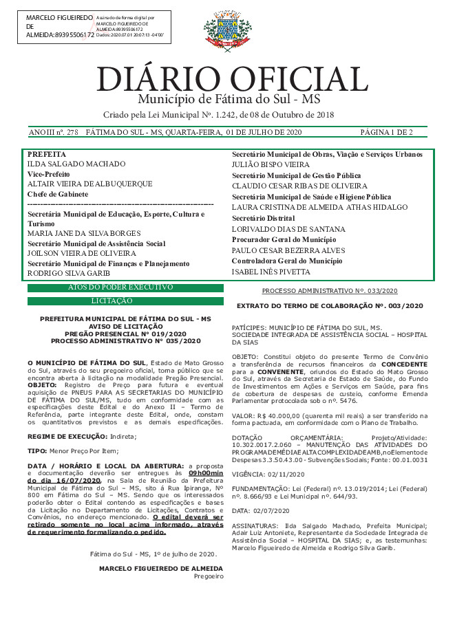 Diário Oficial - Edição nº 278