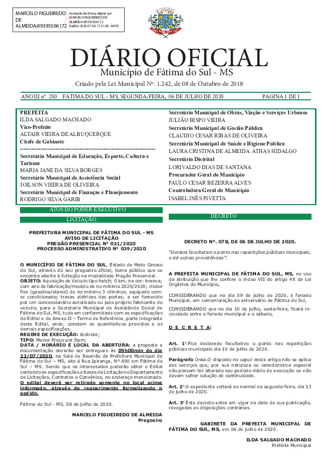 Diário Oficial - Edição nº 280