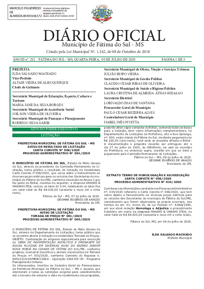 Diário Oficial - Edição nº 282