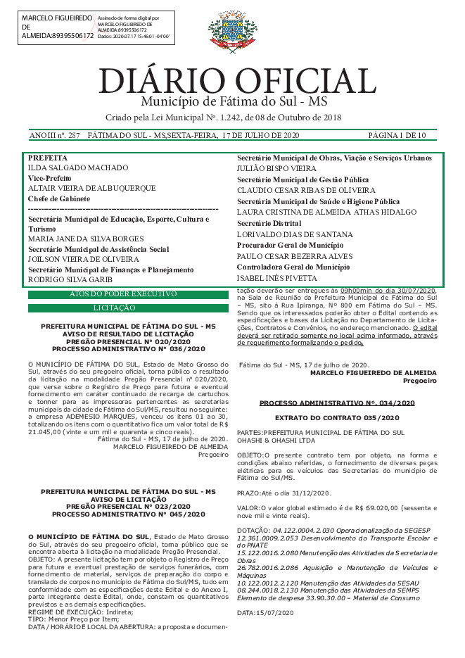 Diário Oficial - Edição nº 287