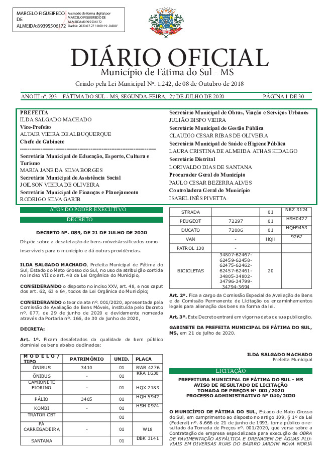 Diário Oficial - Edição nº 293