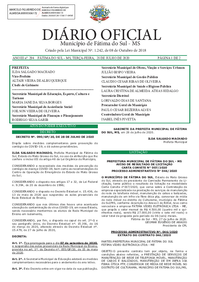 Diário Oficial - Edição nº 294