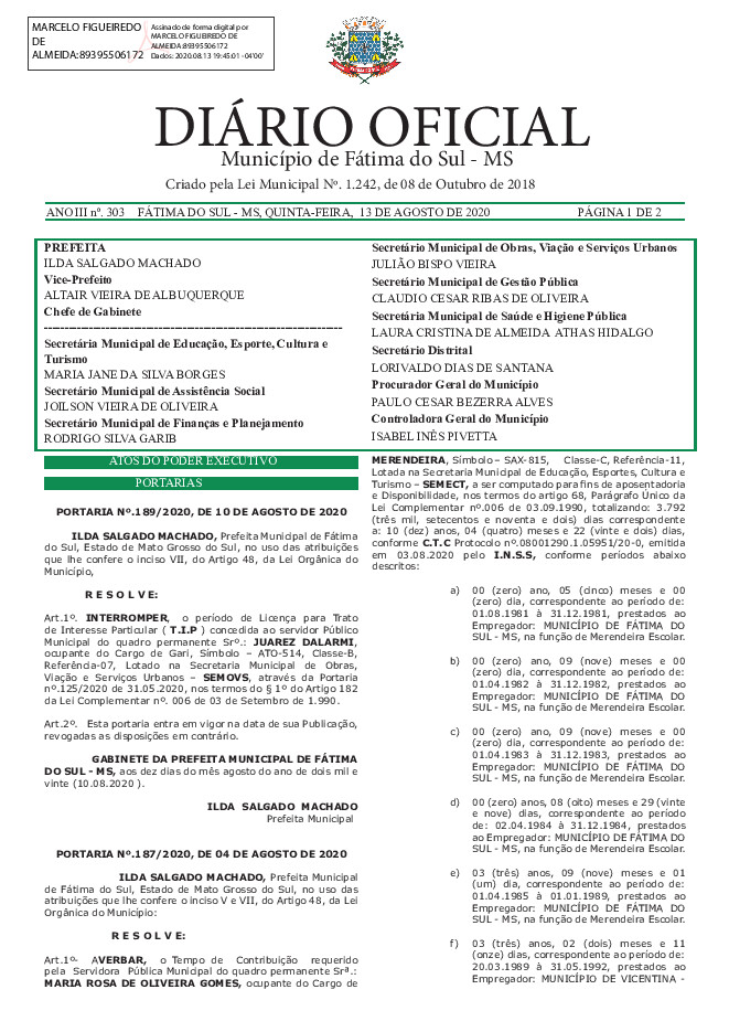 Diário Oficial - Edição nº 303