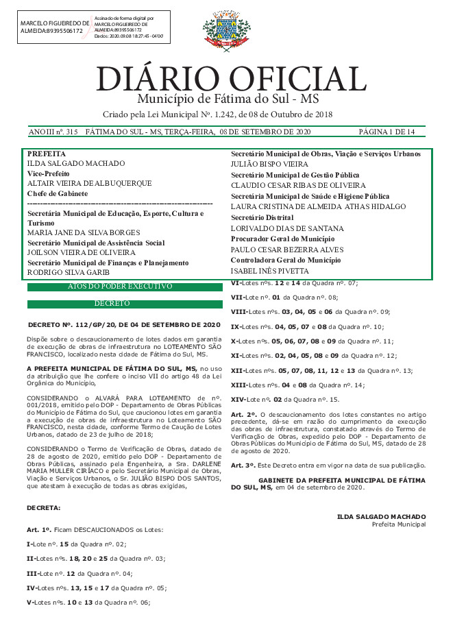 Diário Oficial - Edição nº 315