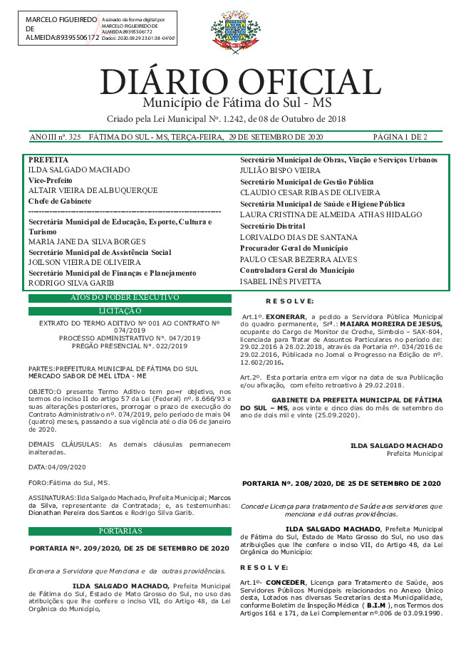 Diário Oficial - Edição nº 325