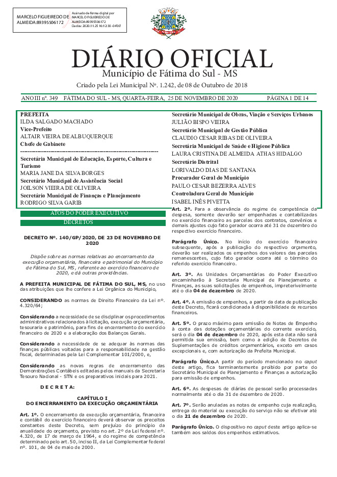 Diário Oficial - Edição nº 349