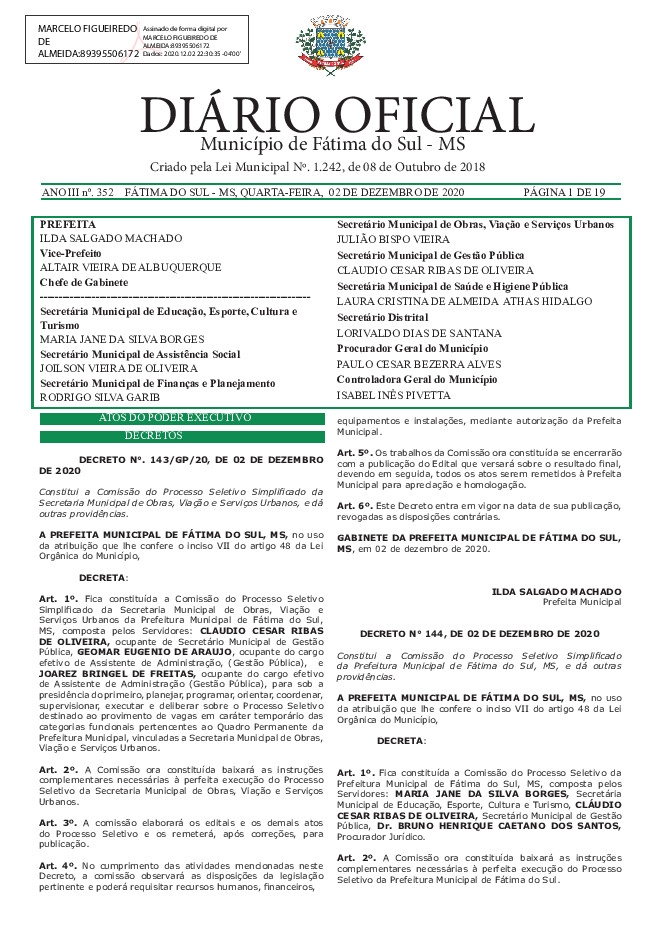 Diário Oficial - Edição nº 352