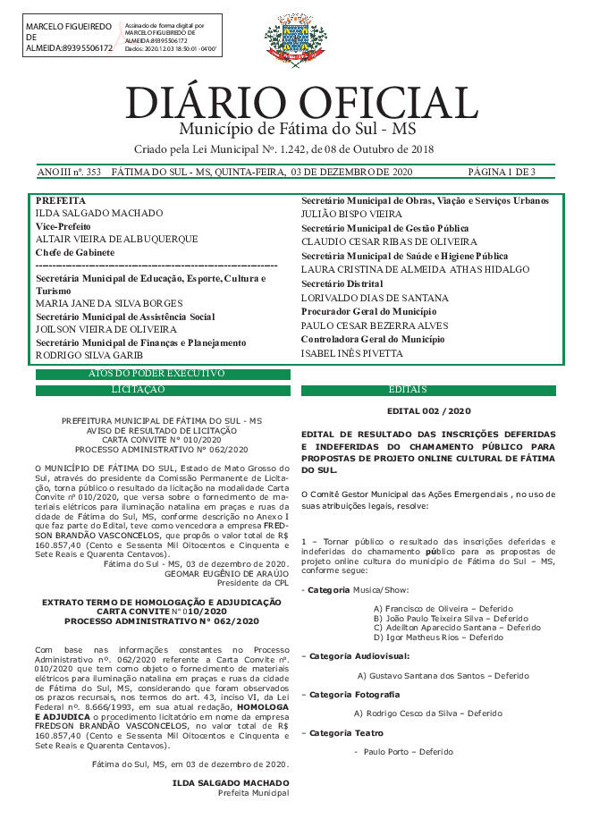 Diário Oficial - Edição nº 353