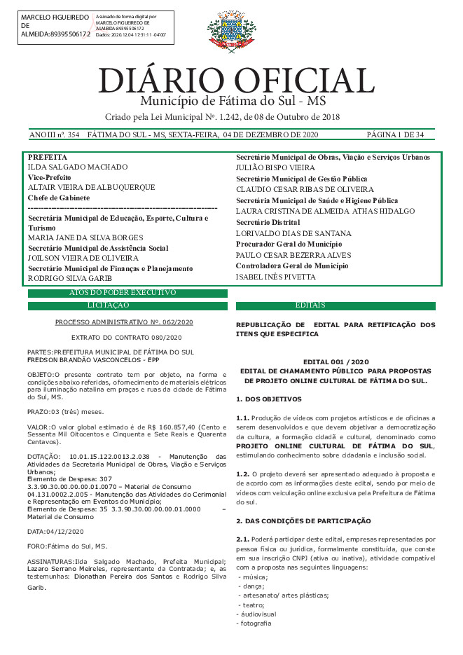 Diário Oficial - Edição nº 354