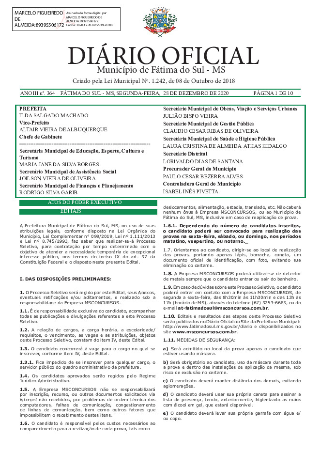 Diário Oficial - Edição nº 364