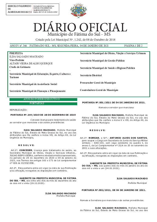 Diário Oficial - Edição nº 366